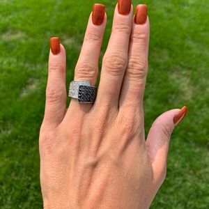 Black and “diamond” statement ring